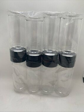 Set of 8 Clear Bottles with Black Shaker Lids